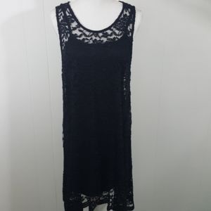 Wallflower Black Lace Midi Dress Large Fully Lined Boho Goth Dress